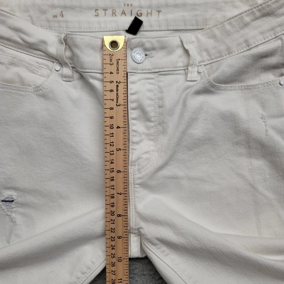 White House Black Market Jeans Womens 4 White Straight Distressed Ripped Cropped - Picture 15 of 15